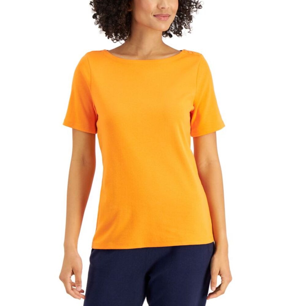 Charter Club Cotton Boat-Neck Top